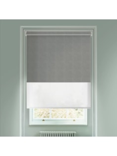 Melbourne Slate Grey  Blackout And Sheer White Electric Double Blind