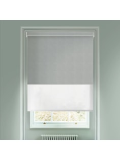 Melbourne Stone Grey  Blackout And Sheer White Electric Double Blind