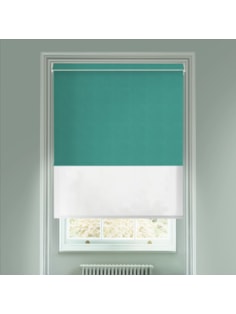 Melbourne Turquoise  Blackout And Sheer White Electric Double Blind