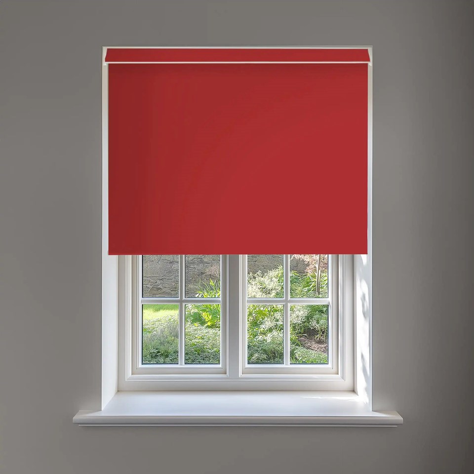True Red Blackout No Drill Electric Roller Blind