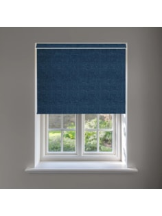 Linen Navy Blue Blackout No Drill Electric Roller Blind