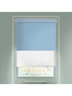 New York Cornflower Blue  Blackout And Sheer White Electric Double Blind