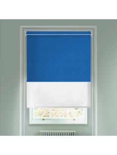 New York Marine Blue  Blackout And Sheer White Electric Double Blind