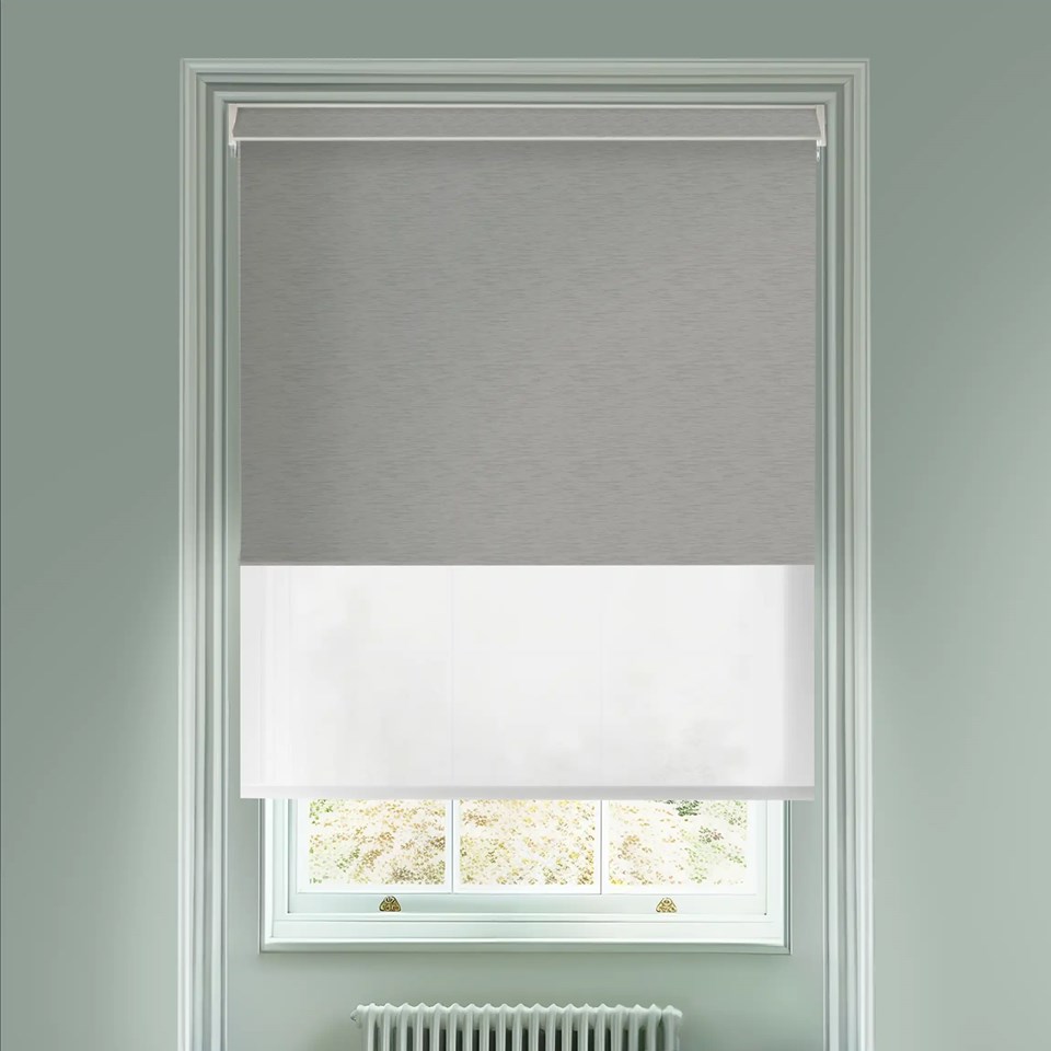New York Metal Grey Blackout And Sheer White Electric Double Blind