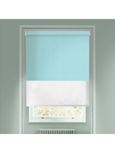 New York Sky Blue  Blackout And Sheer White Electric Double Blind