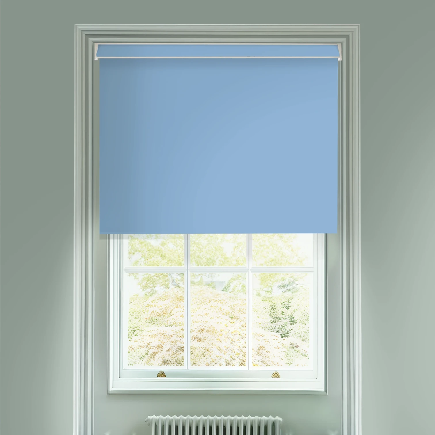Robin's Egg Blue Blackout Electric Roller Blind