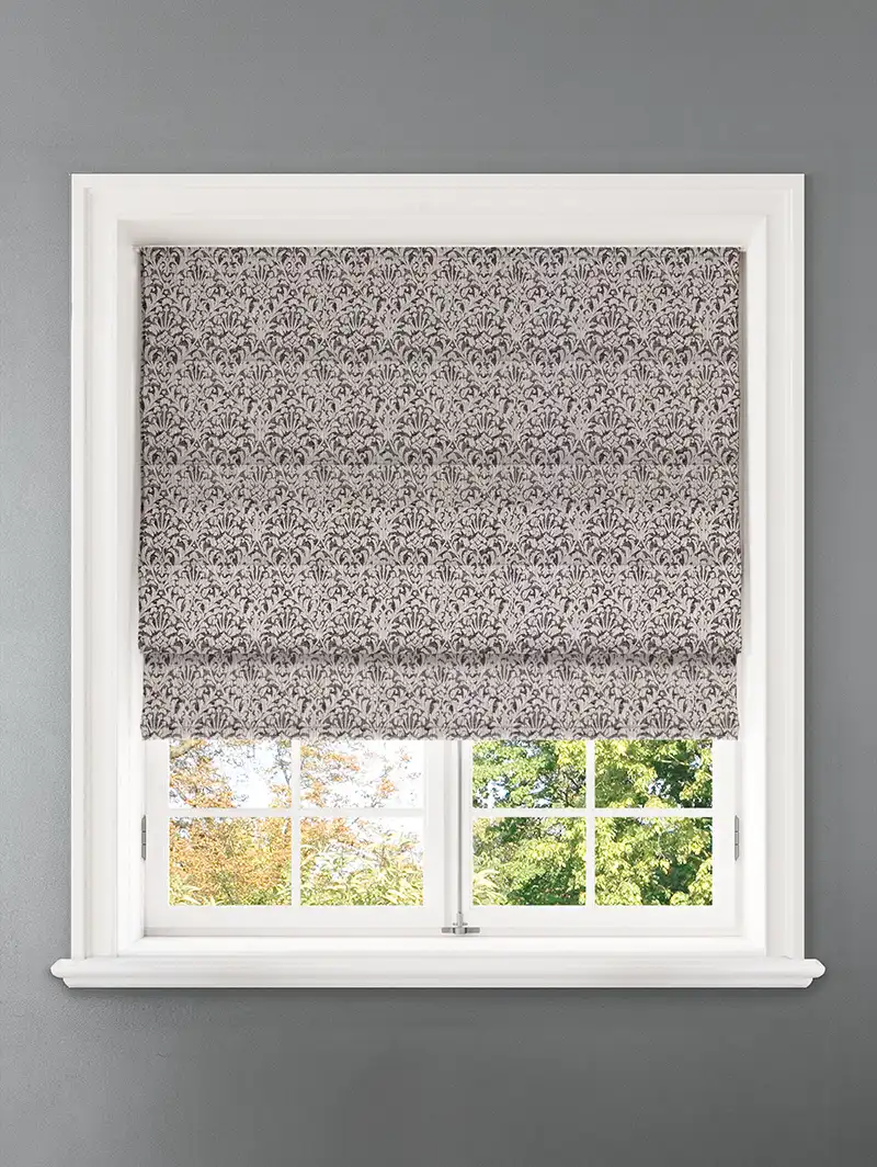Opulent Charcoal Damask Roman Blind
