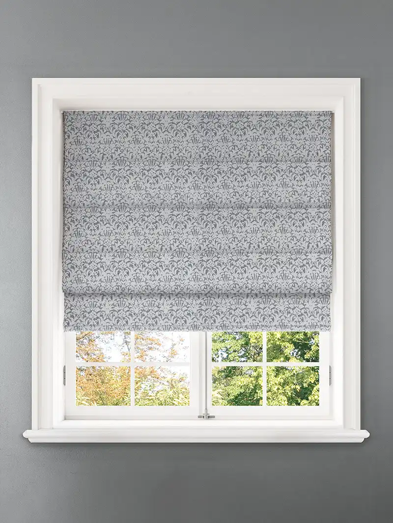 Opulent Slate Damask Roman Blind