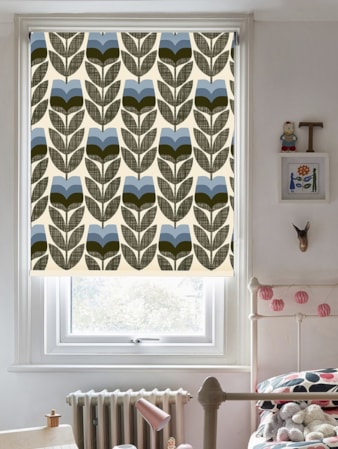 Orla Kiely Rose Bud Powder Blue Roller Blind Orla Kiely Rose Bud Powder Blue Roller Blind