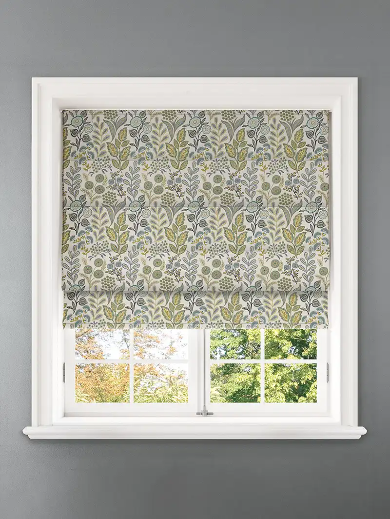 Penelope Jacquard Floral Jade Floral Pattern Roman Blind