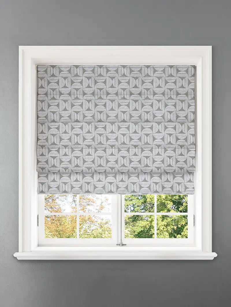 Penthouse Crescent Fern Geometric Pattern Roman Blind