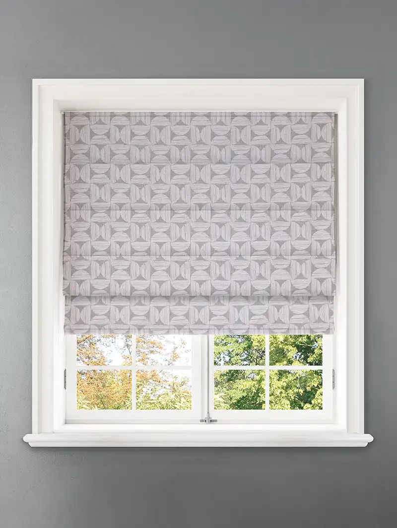 Penthouse Crescent Frost Geometric Pattern Roman Blind
