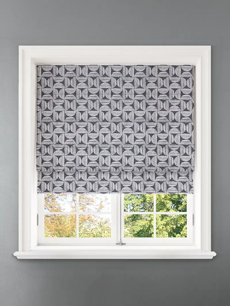 Penthouse Crescent Mono Geometric Pattern Roman Blind