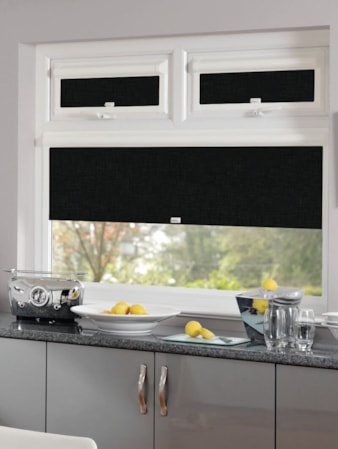 Blackout Linen Black Perfect Fit® Roller Blind Blackout Linen Black Perfect Fit® Roller Blind