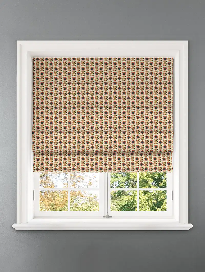 Quant Burnt Umber Retro Floral Roman Blind
