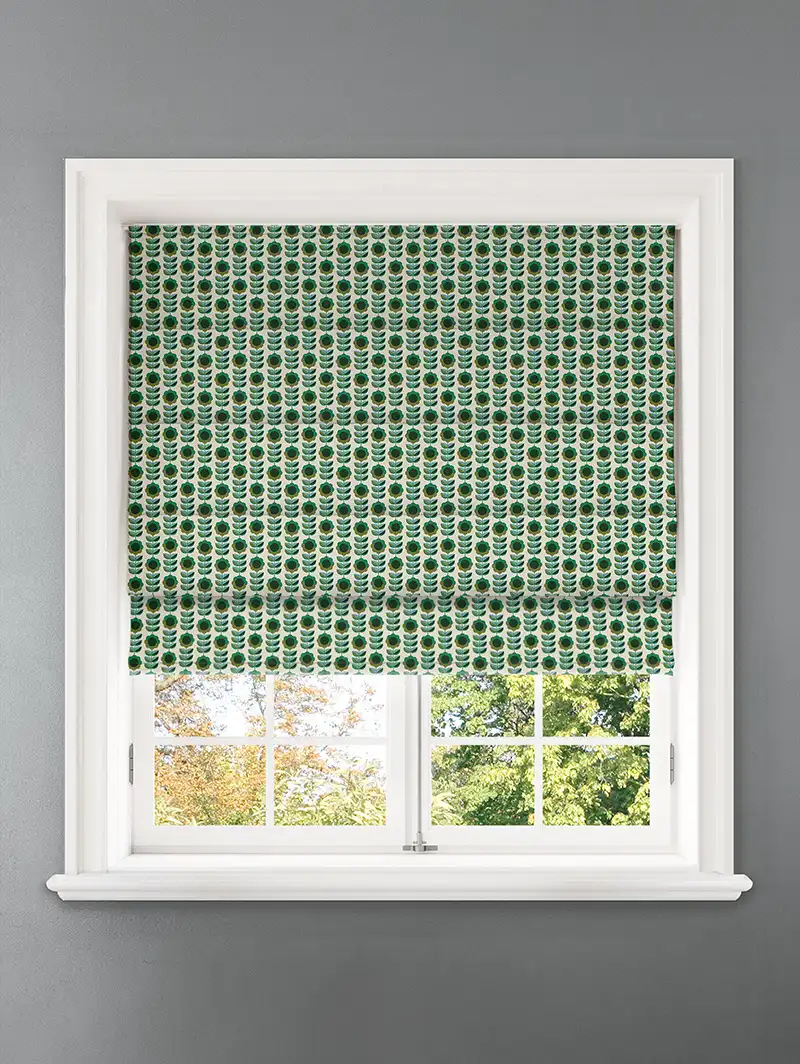 Quant Emerald Retro Floral Roman Blind