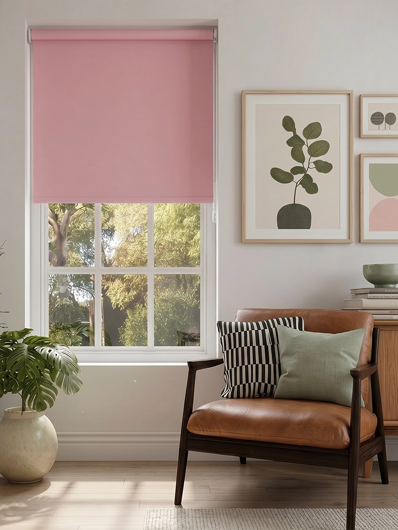 Coquette Pink Blackout Roller Blind