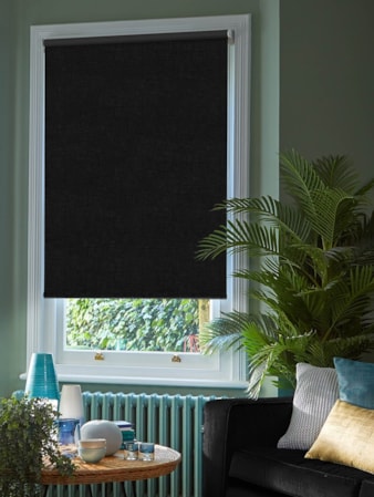 Linen Black Blackout Thermal Roller Blind Linen Black Blackout Thermal Roller Blind