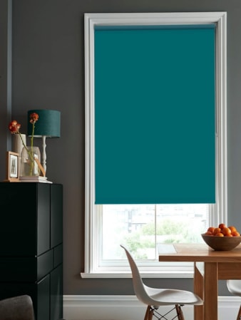 Tiki Teal Blackout Thermal Roller Blind Tiki Teal Blackout Thermal Roller Blind
