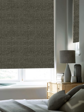 Linen Charcoal Blackout Cordless Spring Loaded Roller Blind Linen Charcoal Blackout Cordless Spring Loaded Roller Blind