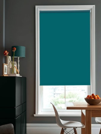 Tiki Teal Blackout Cordless Spring Loaded Roller Blind Tiki Teal Blackout Cordless Spring Loaded Roller Blind