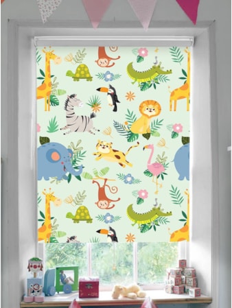 Safari Party Blackout Cordless Spring Loaded Roller Blind Safari Party Blackout Cordless Spring Loaded Roller Blind