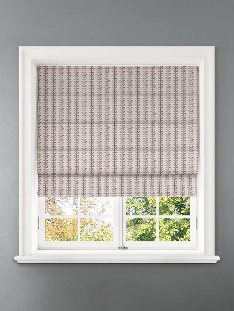 Seedling Stripe Umber Retro Floral Roman Blind