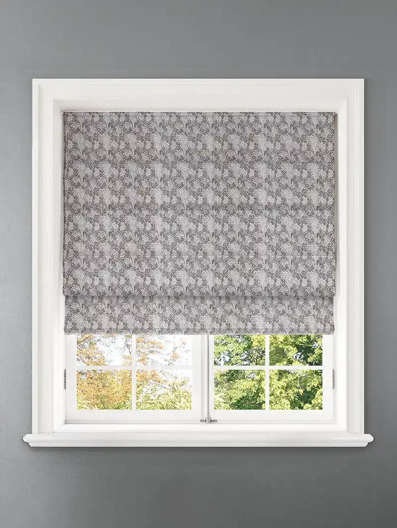 Shadow Fronds Dove Leaf Pattern Roman Blind