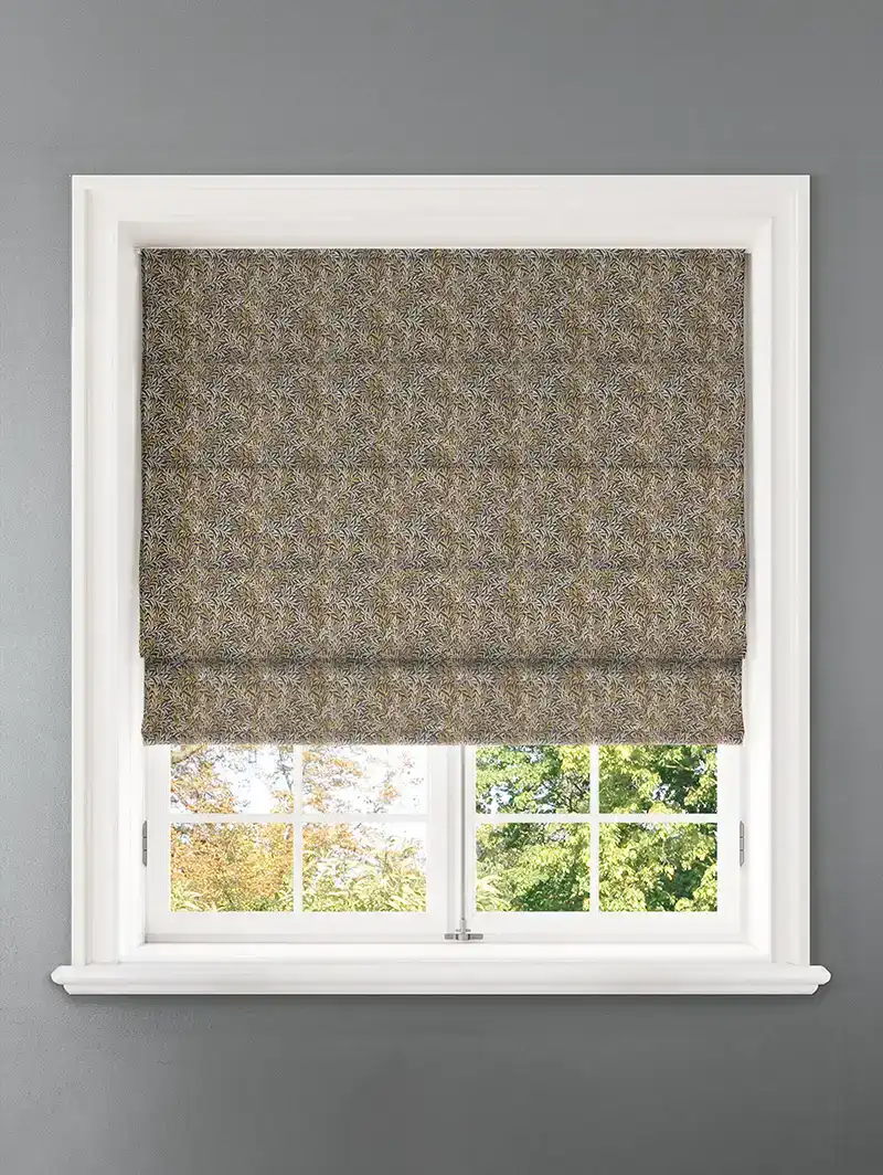 Shadow Fronds Gold Leaf Pattern Roman Blind