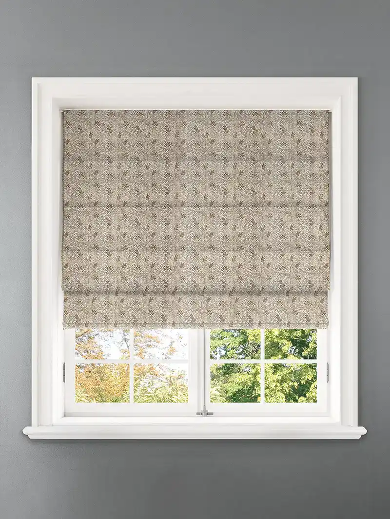 Shadow Fronds Natural Leaf Pattern Roman Blind