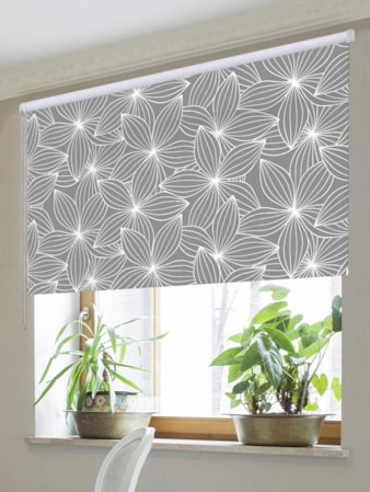 Starflower Mid Grey Floral Roller Blind Starflower Mid Grey Floral Roller Blind