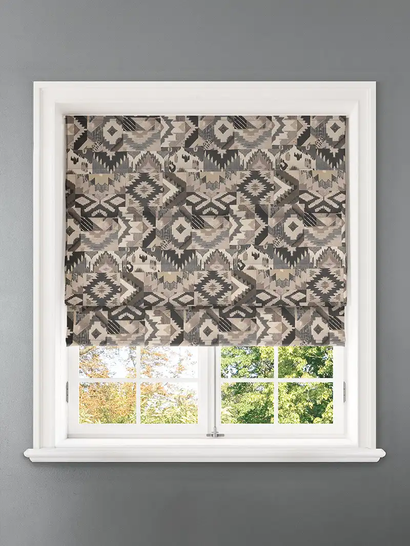 Sullivan Charcoal Ikat Pattern Roman Blind