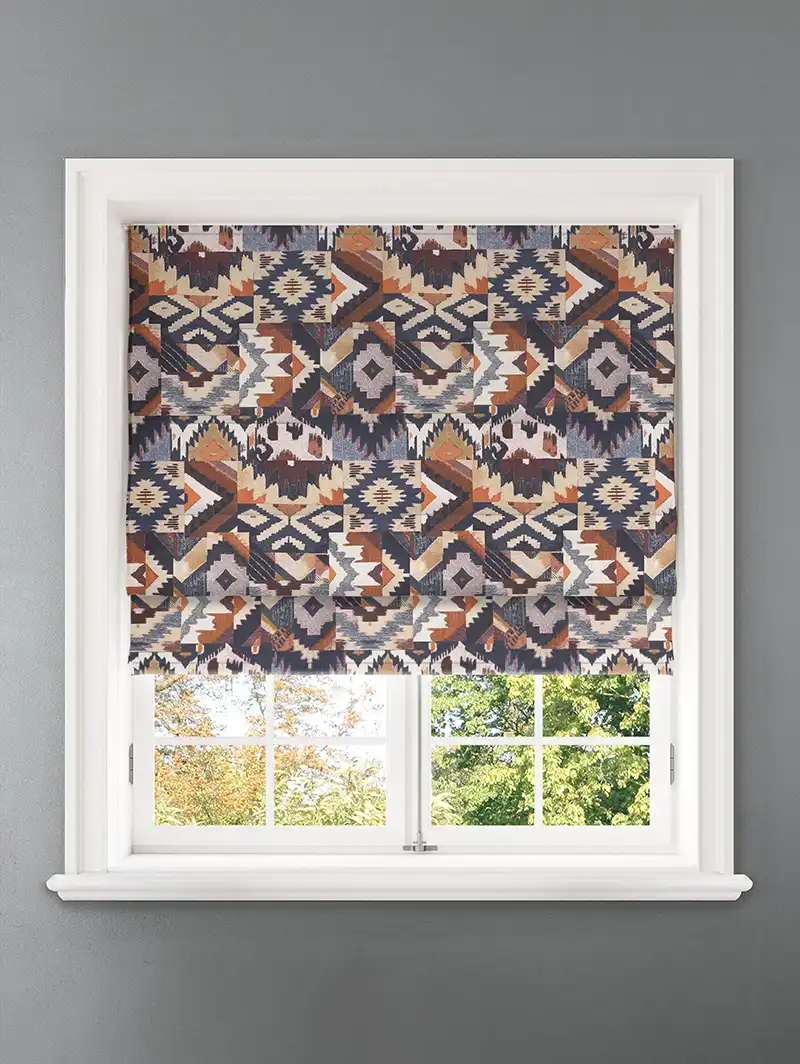 Sullivan Indigo Ikat Pattern Roman Blind