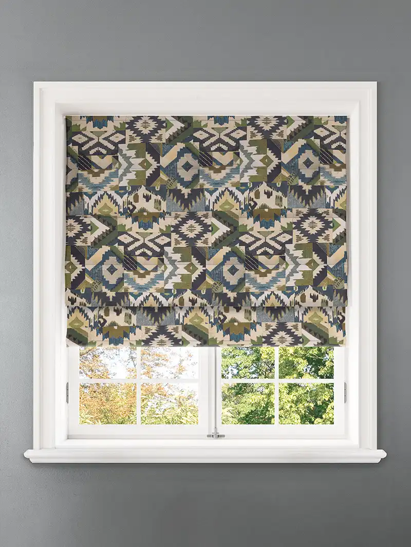 Sullivan Jade Ikat Pattern Roman Blind