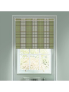 Tartan Sage Green Electric Roller Blind