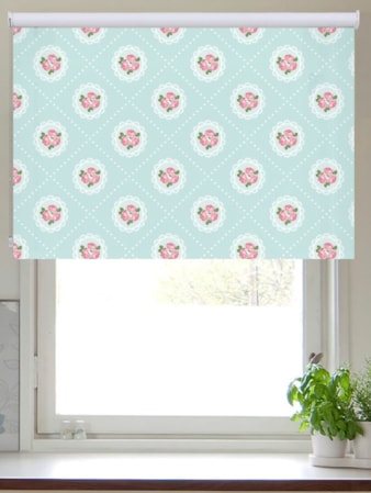 Tea Table Duckegg Roller Blind Tea Table Duckegg Roller Blind
