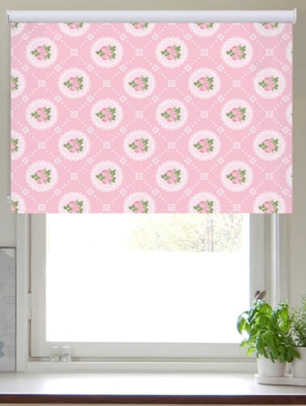 Tea Table Pink Roller Blind Tea Table Pink Roller Blind