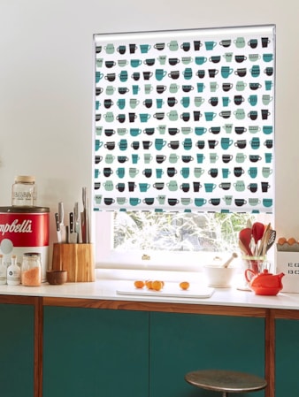 Teacups Aqua Roller Blind Teacups Aqua Roller Blind