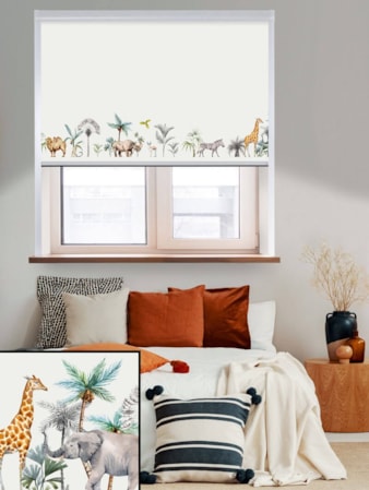 Safari Border Natural Total Blackout Roller Blind Savannah Border Natural