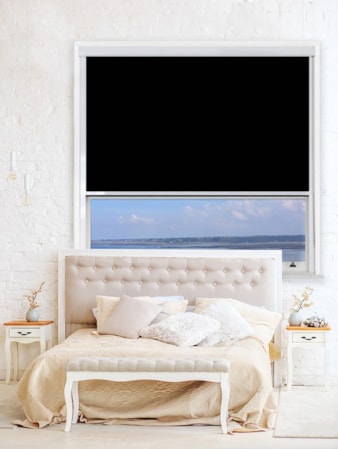 Black Chain Operated Total Blackout Roller Blind | For Extra Large Windows Black Chain Operated Total Blackout Roller Blind | For Extra Large Windows