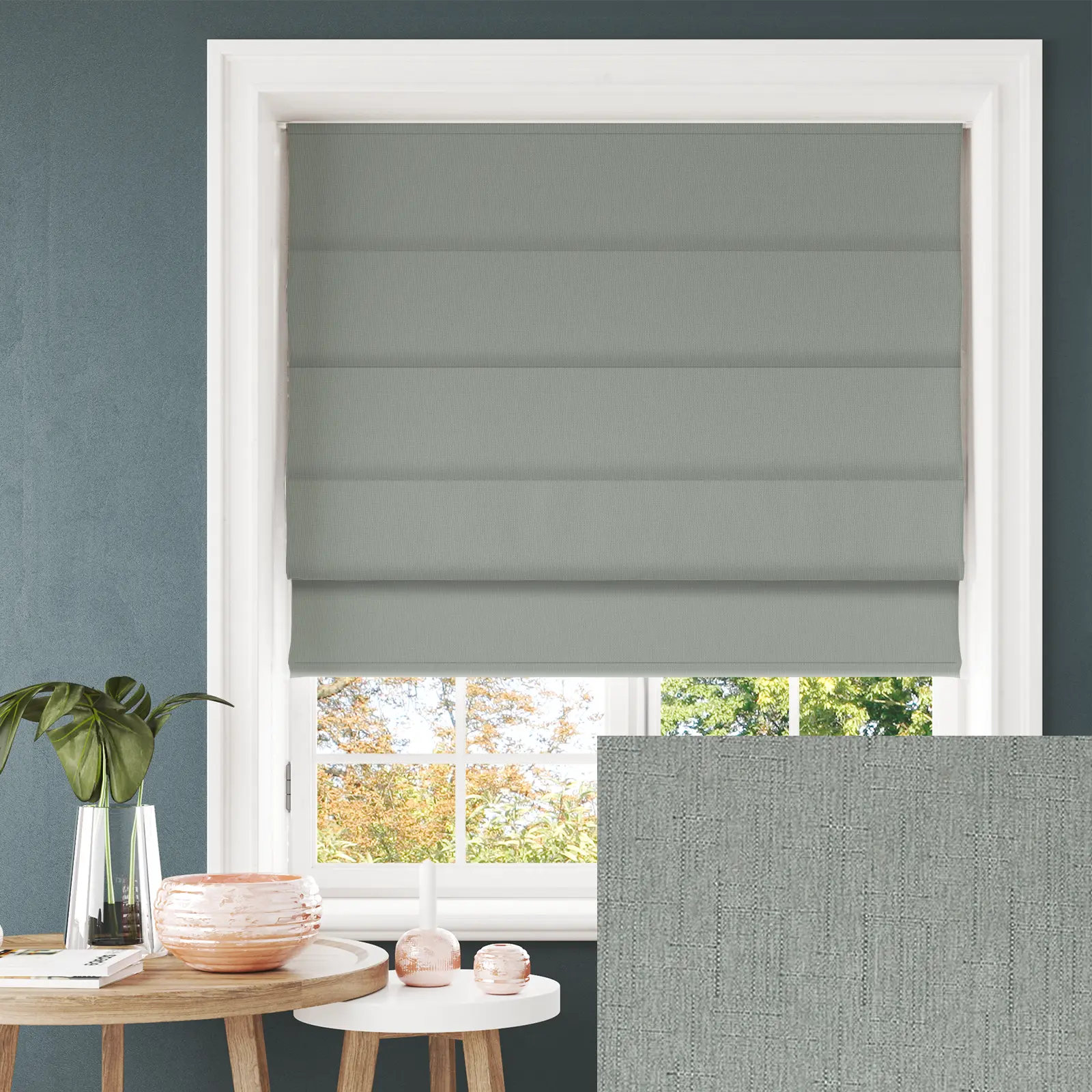 Tribeca Iron Blackout Electric Roman Blind