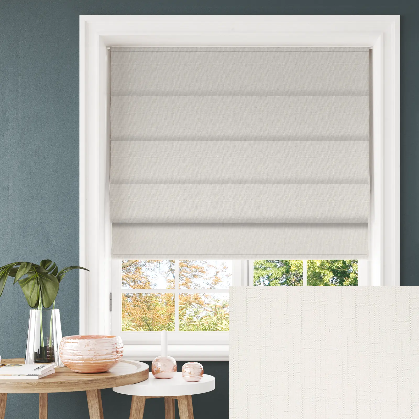 Tribeca Milk Blackout Electric Roman Blind