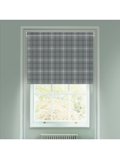 Wallace Check Metal Grey Electric Roller Blind