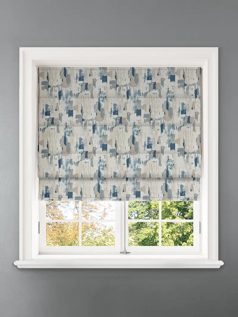 Westchester Cobalt Abstract Pattern Roman Blind