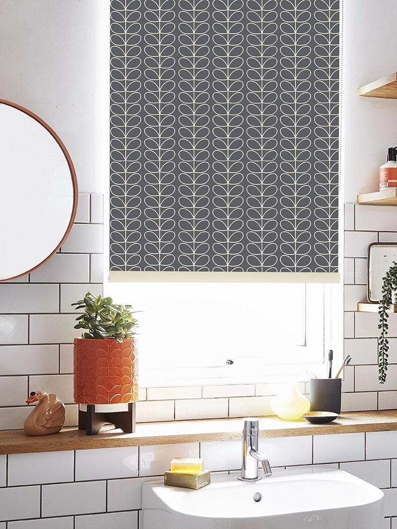 Orla Kiely Linear Stem Cool Grey Roller Blind