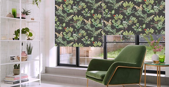 A collection of modern, glamorous patterned blinds by designer Boon & Blake