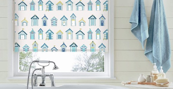 PVC Blackout roller blinds in a number of different colours and patterns. Perfect for bathrooms.
