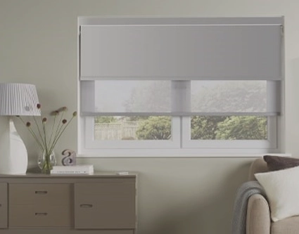 A truly practical choice - a blackout and sheer blind at the same window for ultimate light control