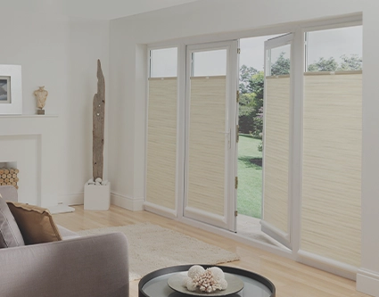 A collection of perfect fit blinds with a long drop suitable for doors and tall windows.