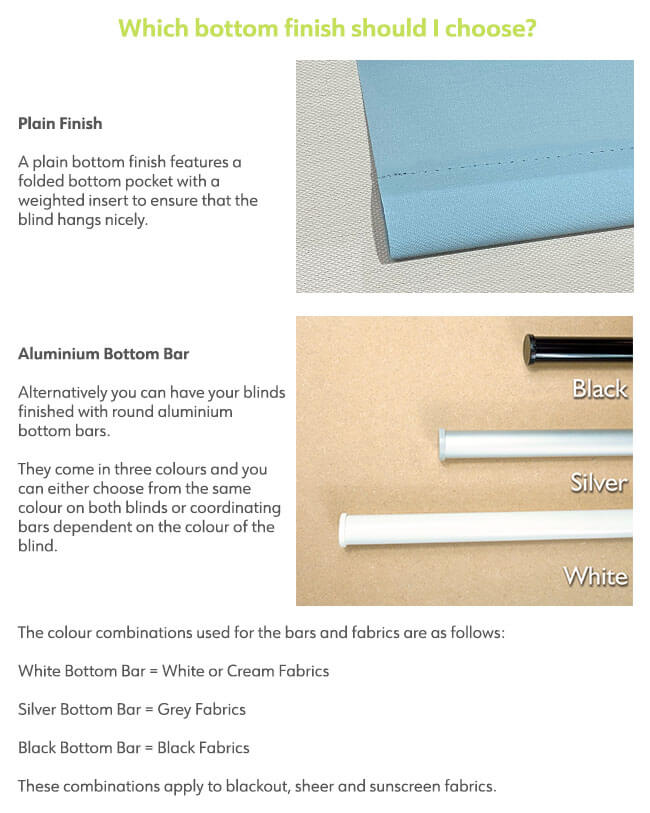 Double Roller Blind Bottom Finish Options